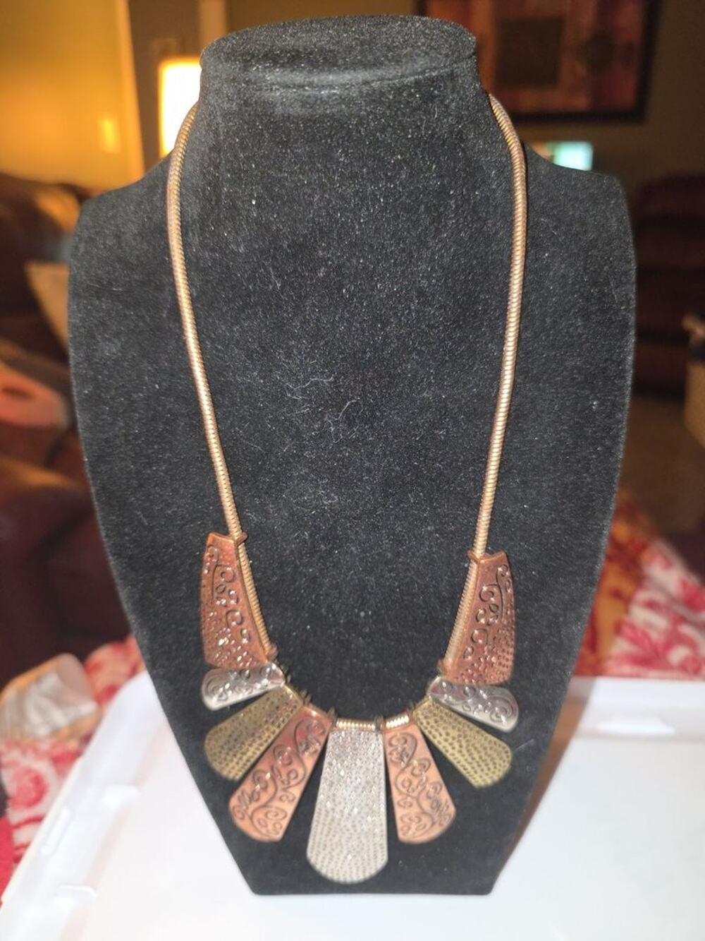 Vintage Multi-Metal Pendant Necklace